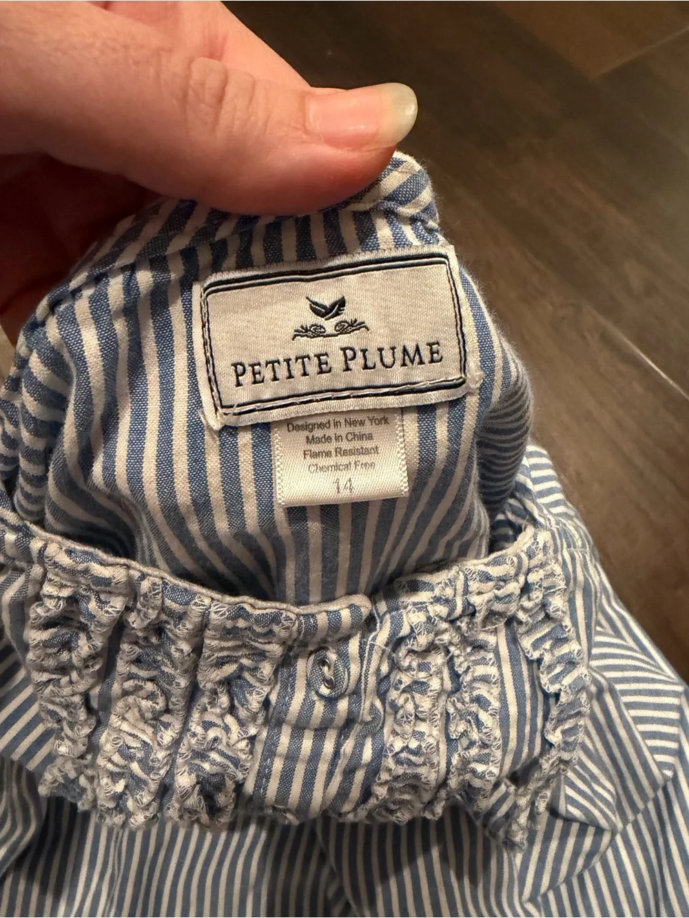 Petite Plume Striped Nightgown Girls Size 14 Blue White